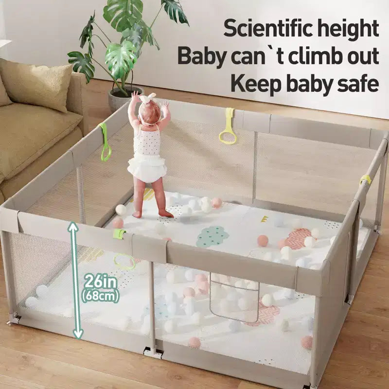 Box per Bambini con Tappetino 150x150cm Recinto di Sicurezza per Neonati e Bambini, Centro Attività per Interni ed Esterni, Recinzione per Bambini