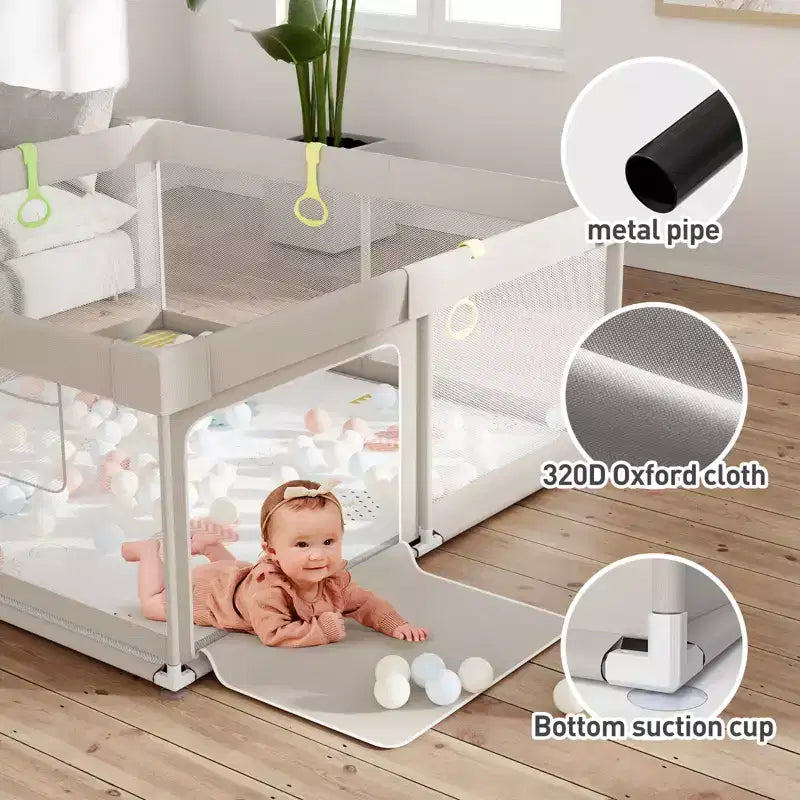 Box per Bambini con Tappetino 150x150cm Recinto di Sicurezza per Neonati e Bambini, Centro Attività per Interni ed Esterni, Recinzione per Bambini