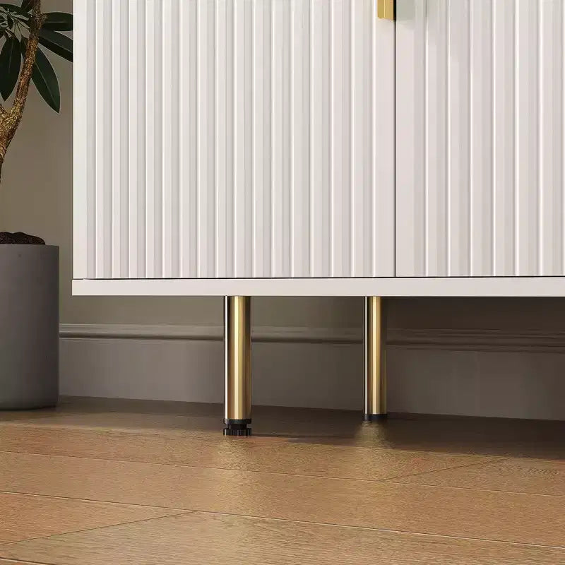 Mobile buffet moderno, Credenza contenitore con ante scanalate e ripiani regolabili, Mobile d'accento per soggiorno, ingresso, corridoio, cucina
