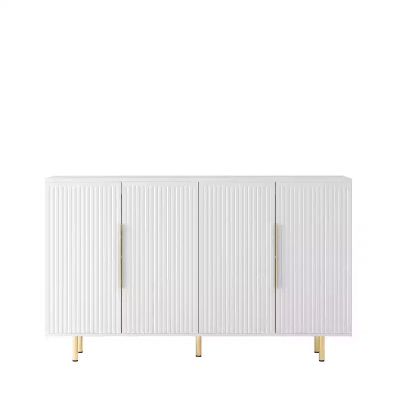 Mobile buffet moderno, Credenza contenitore con ante scanalate e ripiani regolabili, Mobile d'accento per soggiorno, ingresso, corridoio, cucina