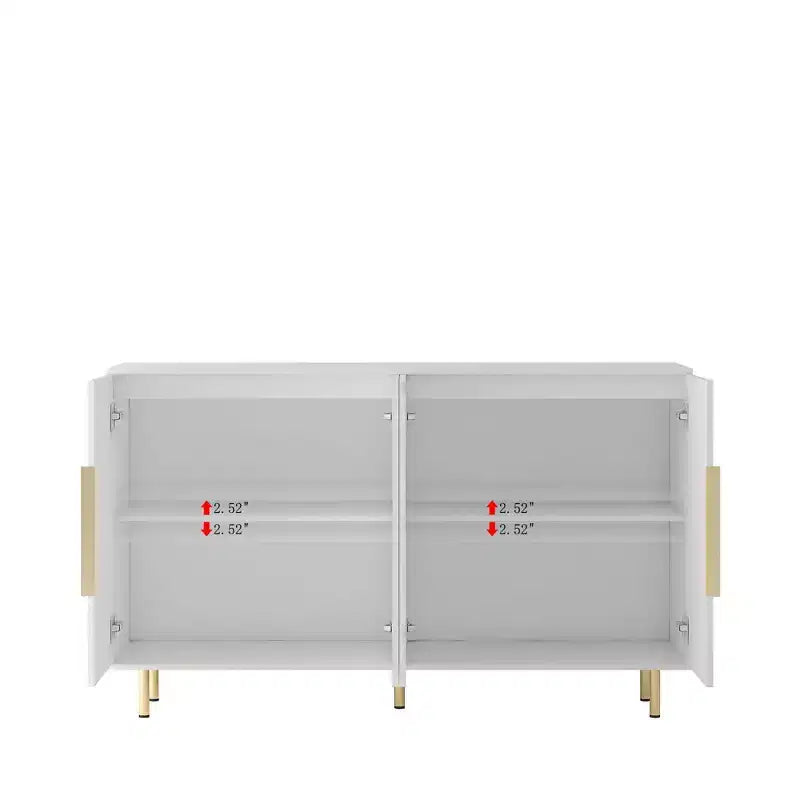 Mobile buffet moderno, Credenza contenitore con ante scanalate e ripiani regolabili, Mobile d'accento per soggiorno, ingresso, corridoio, cucina