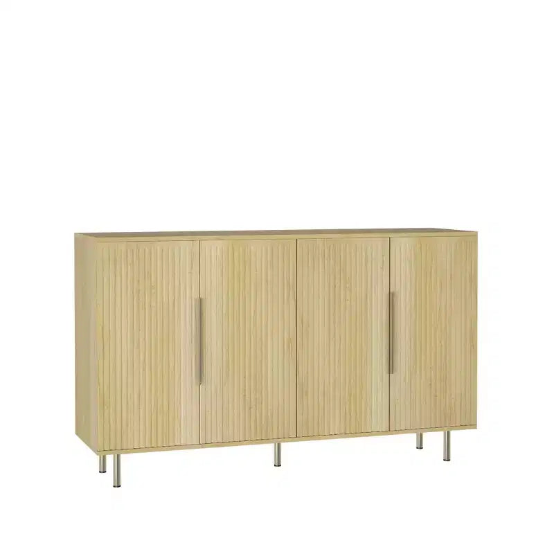 Mobile buffet moderno, Credenza contenitore con ante scanalate e ripiani regolabili, Mobile d'accento per soggiorno, ingresso, corridoio, cucina