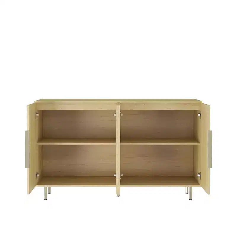 Mobile buffet moderno, Credenza contenitore con ante scanalate e ripiani regolabili, Mobile d'accento per soggiorno, ingresso, corridoio, cucina