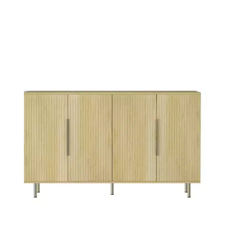 Mobile buffet moderno, Credenza contenitore con ante scanalate e ripiani regolabili, Mobile d'accento per soggiorno, ingresso, corridoio, cucina