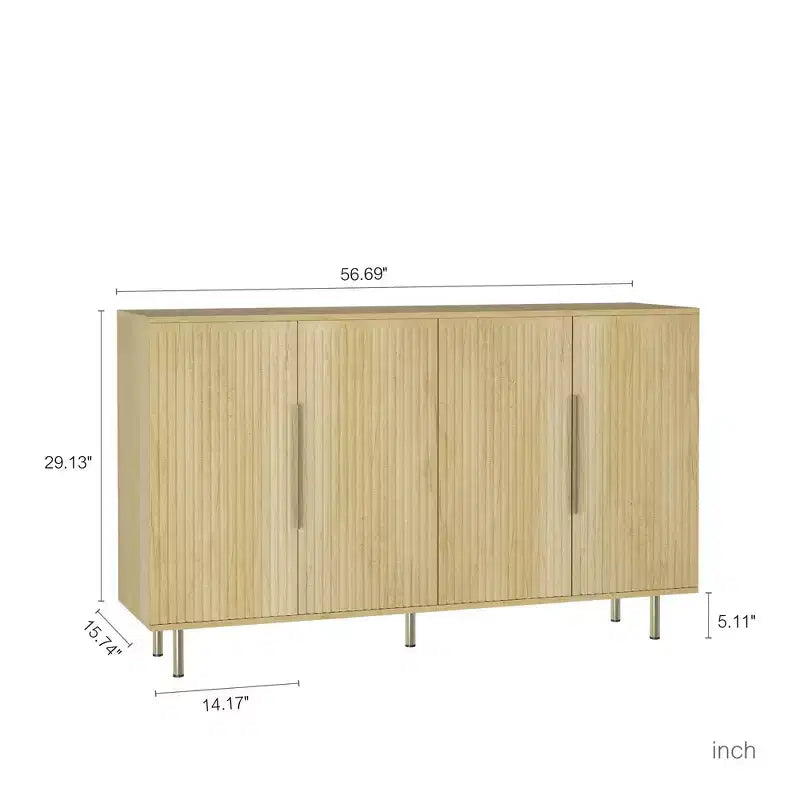 Mobile buffet moderno, Credenza contenitore con ante scanalate e ripiani regolabili, Mobile d'accento per soggiorno, ingresso, corridoio, cucina