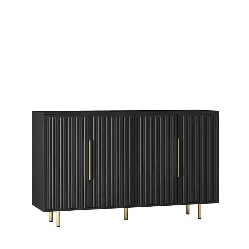 Mobile buffet moderno, Credenza contenitore con ante scanalate e ripiani regolabili, Mobile d'accento per soggiorno, ingresso, corridoio, cucina