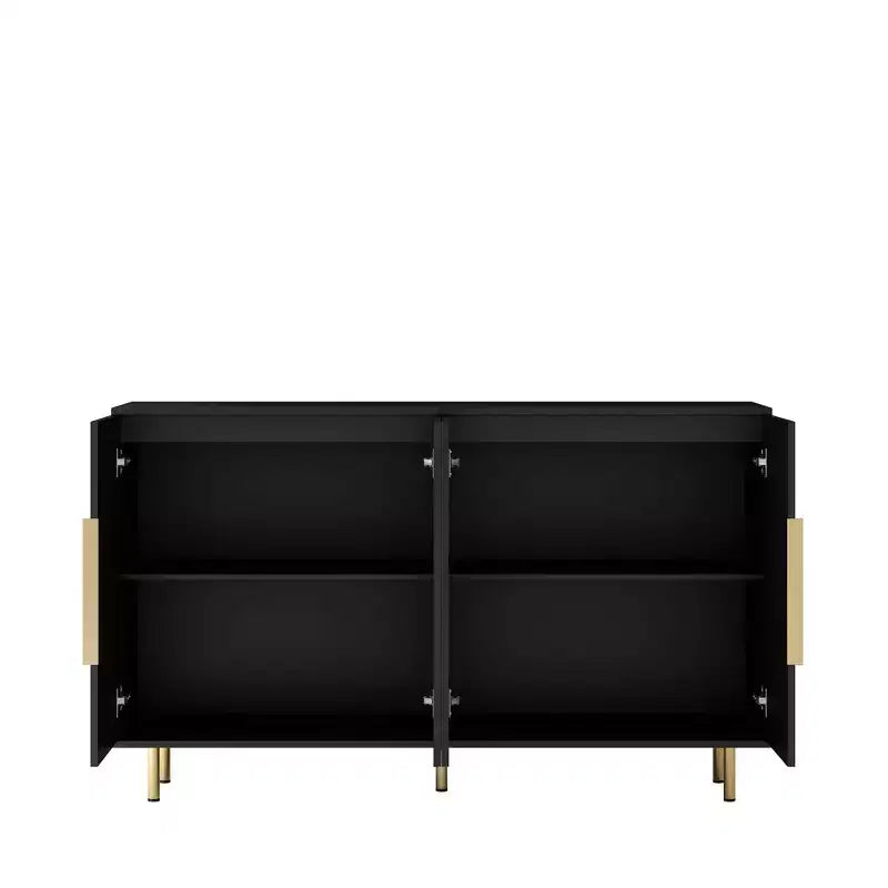 Mobile buffet moderno, Credenza contenitore con ante scanalate e ripiani regolabili, Mobile d'accento per soggiorno, ingresso, corridoio, cucina