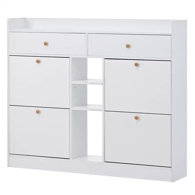Scarpiere Moderne, Scarpiera con 4 Ante a Ribalta e 2 Semplici Cassetti, Scarpiera Autoportante per Ingresso, Soggiorno
