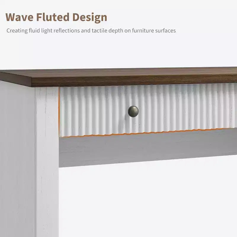 Scrivania direzionale moderna da 60 pollici con ripiano in legno scanalato, schedario e cassetti, spaziosa scrivania per ufficio, studio e camera da letto