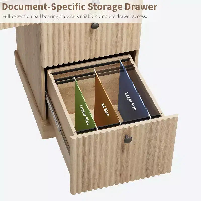 Scrivania direzionale moderna da 60 pollici con ripiano in legno scanalato, schedario e cassetti, spaziosa scrivania per ufficio, studio e camera da letto