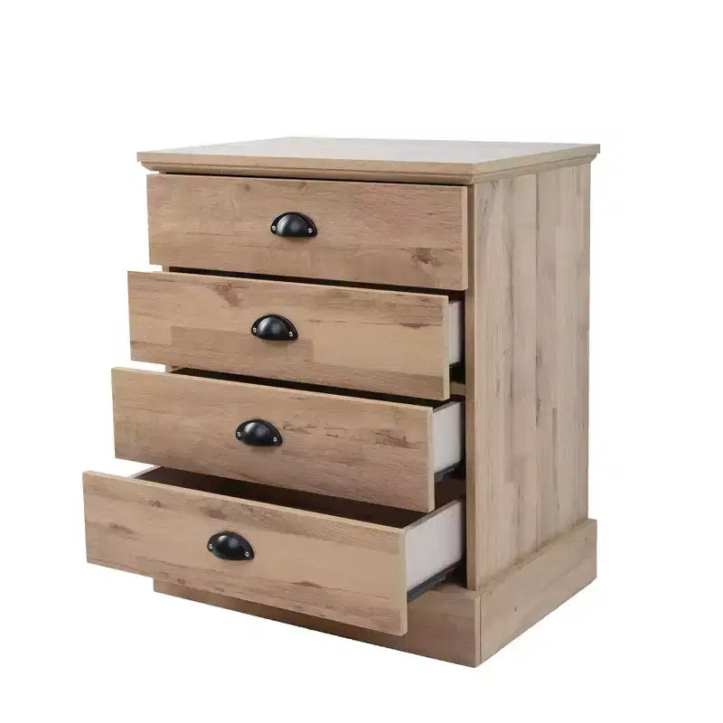 Comodino in legno a 4 cassetti