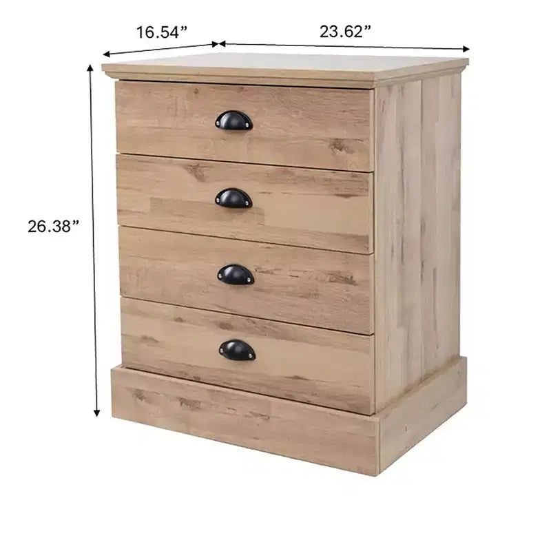 Comodino in legno a 4 cassetti