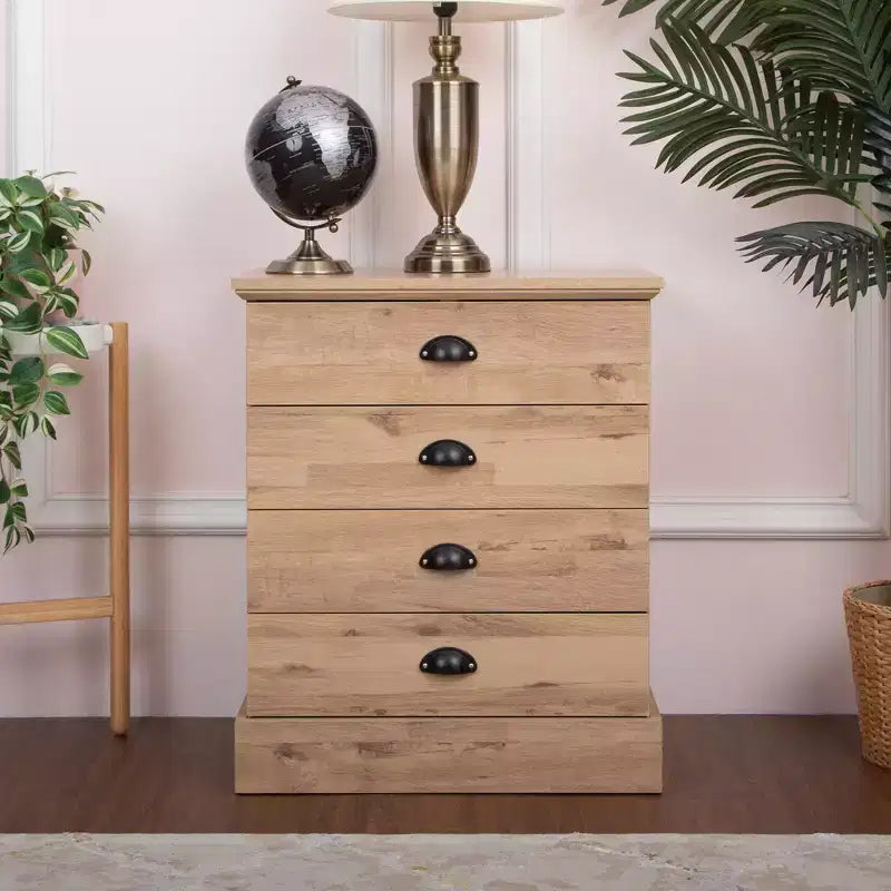 Comodino in legno a 4 cassetti