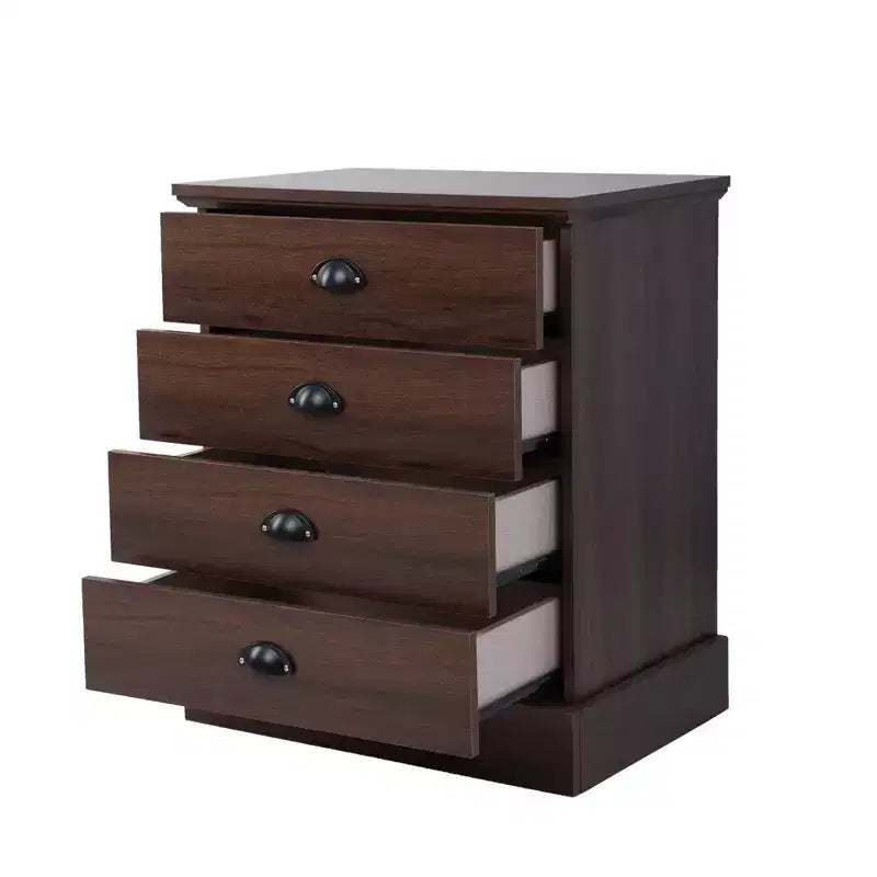 Comodino in legno a 4 cassetti