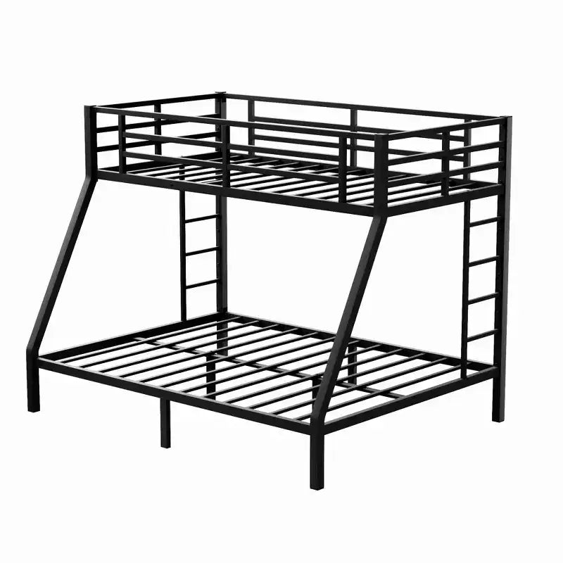 Letto a Castello Twin XL sopra Queen per Adulti, Struttura in Metallo Resistente con 2 Scale, Design Silenzioso, Nero