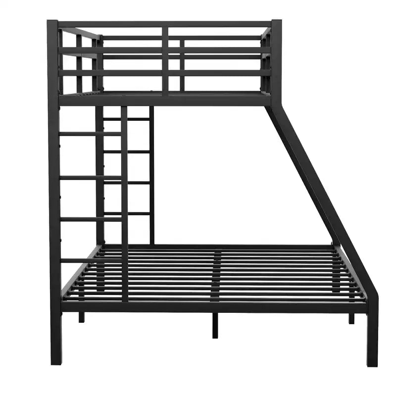 Letto a Castello Twin XL sopra Queen per Adulti, Struttura in Metallo Resistente con 2 Scale, Design Silenzioso, Nero
