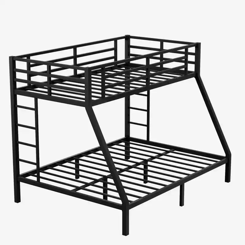 Letto a Castello Twin XL sopra Queen per Adulti, Struttura in Metallo Resistente con 2 Scale, Design Silenzioso, Nero