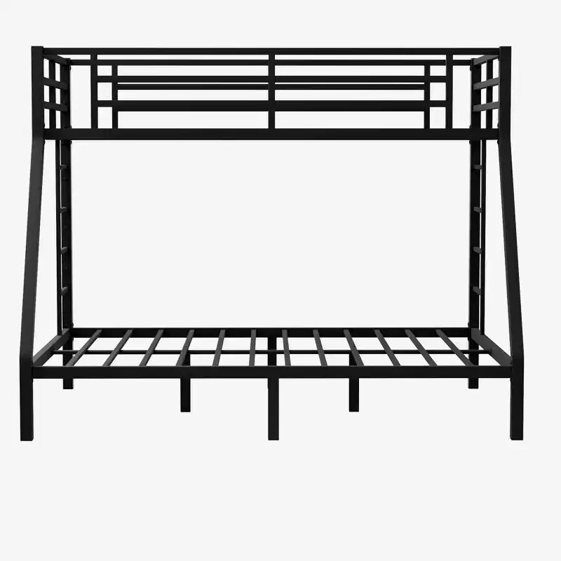 Letto a Castello Twin XL sopra Queen per Adulti, Struttura in Metallo Resistente con 2 Scale, Design Silenzioso, Nero