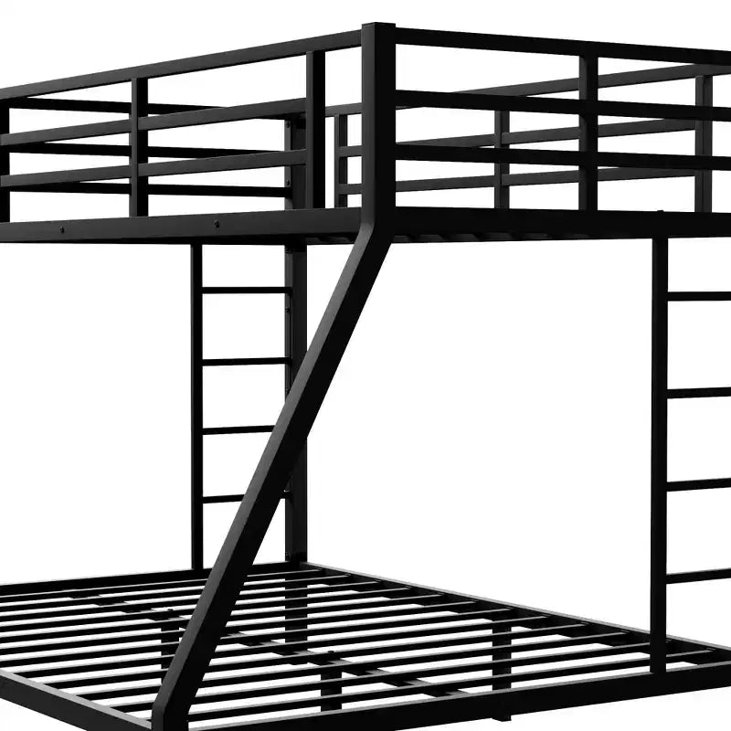 Letto a Castello Twin XL sopra Queen per Adulti, Struttura in Metallo Resistente con 2 Scale, Design Silenzioso, Nero