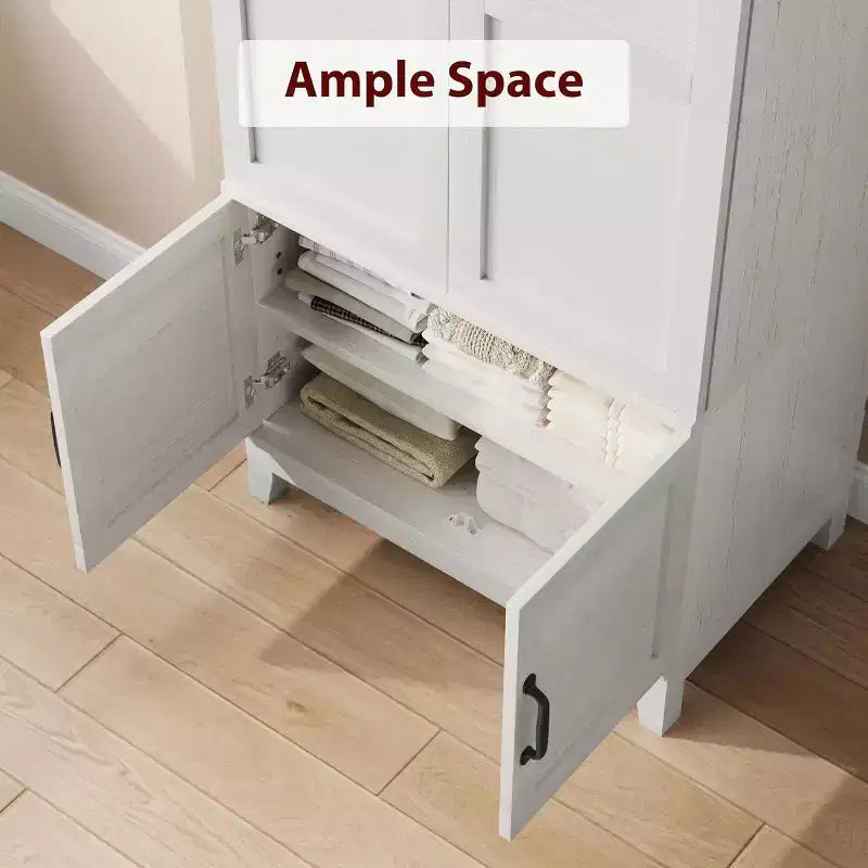 Armadio guardaroba in legno a 4 ante da 183 cm, armadio indipendente con asta appendiabiti e 18 ripiani regolabili per vestiti in camera da letto