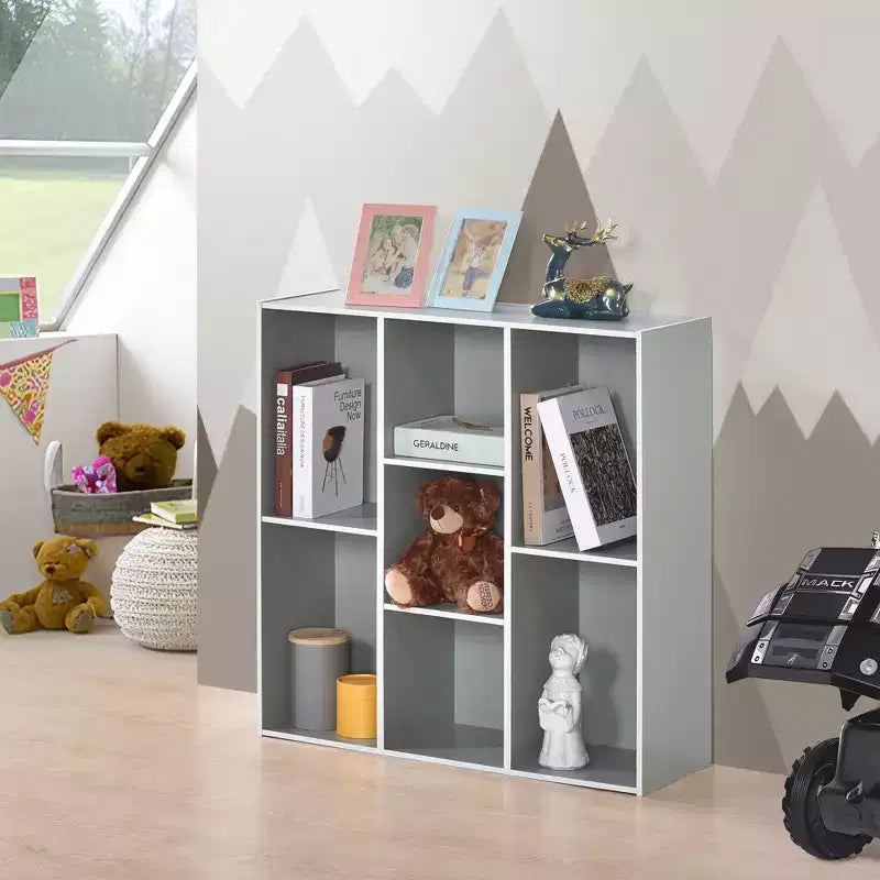 Kings Brand Furniture Haven 7-Shelf Contemporary Bookcase, Compact Storage for Living Room, Bedroom, or Home Office