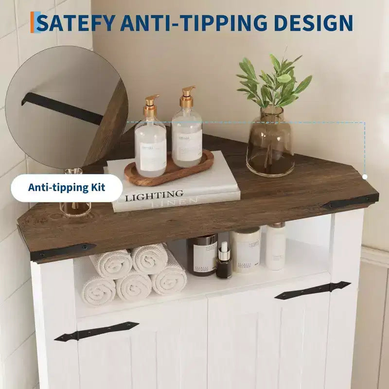 Mobiletto angolare con ante, Mobiletto da bagno piccolo per cucina e soggiorno