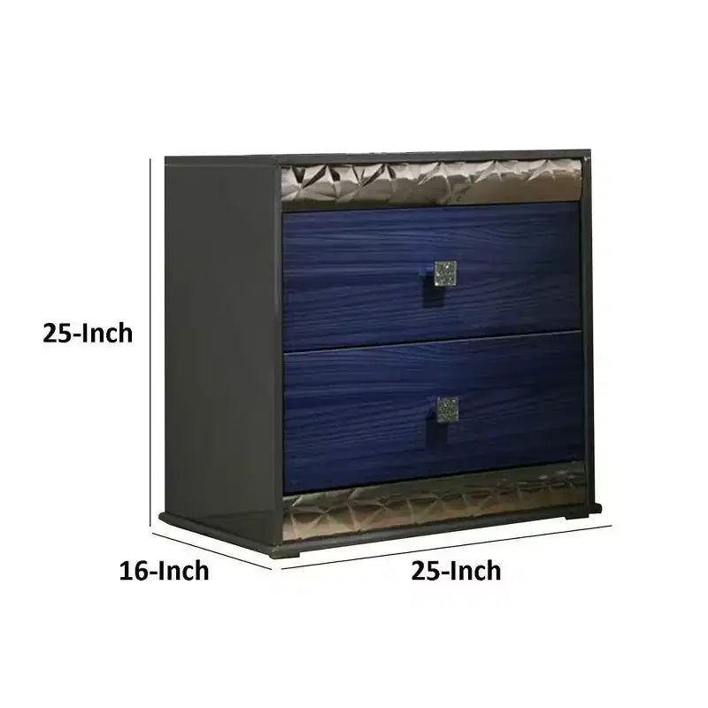 Comodino Royal Hampton con 2 cassetti, pomelli in cristallo