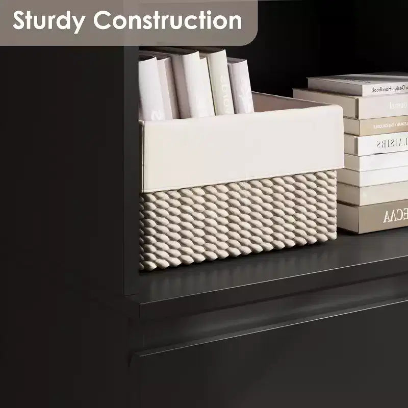 Libreria alta 70 cm con 3 cassetti e 3 ripiani aperti - Mobile contenitore moderno in legno per soggiorno, ufficio