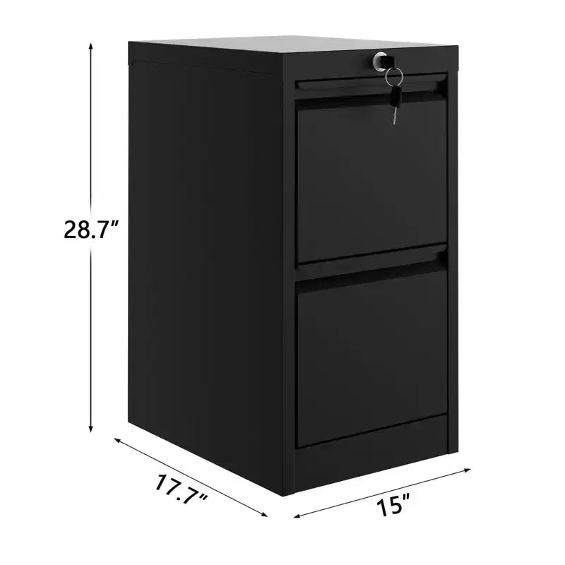 Classificatore in metallo con 2 cassetti richiudibili a chiave, 38 x 45 x 73 cm, armadietto per schedari A4, legali, lettere, documenti, cancelleria