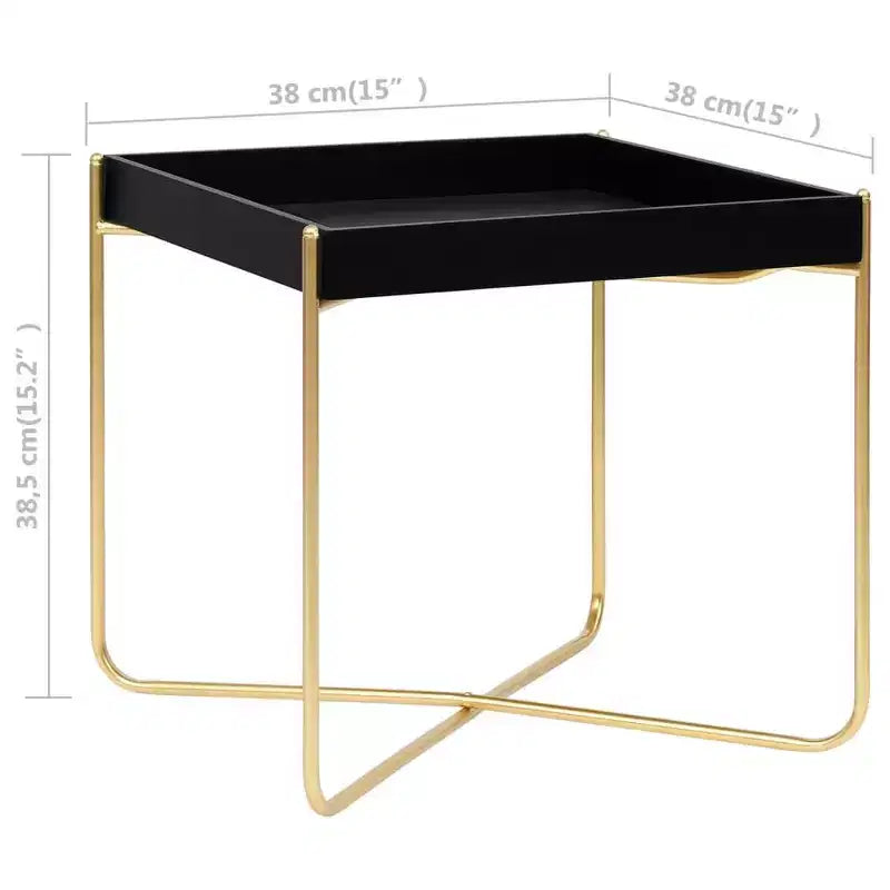 Tavolino nero e oro 15x15x15,2 in legno composito