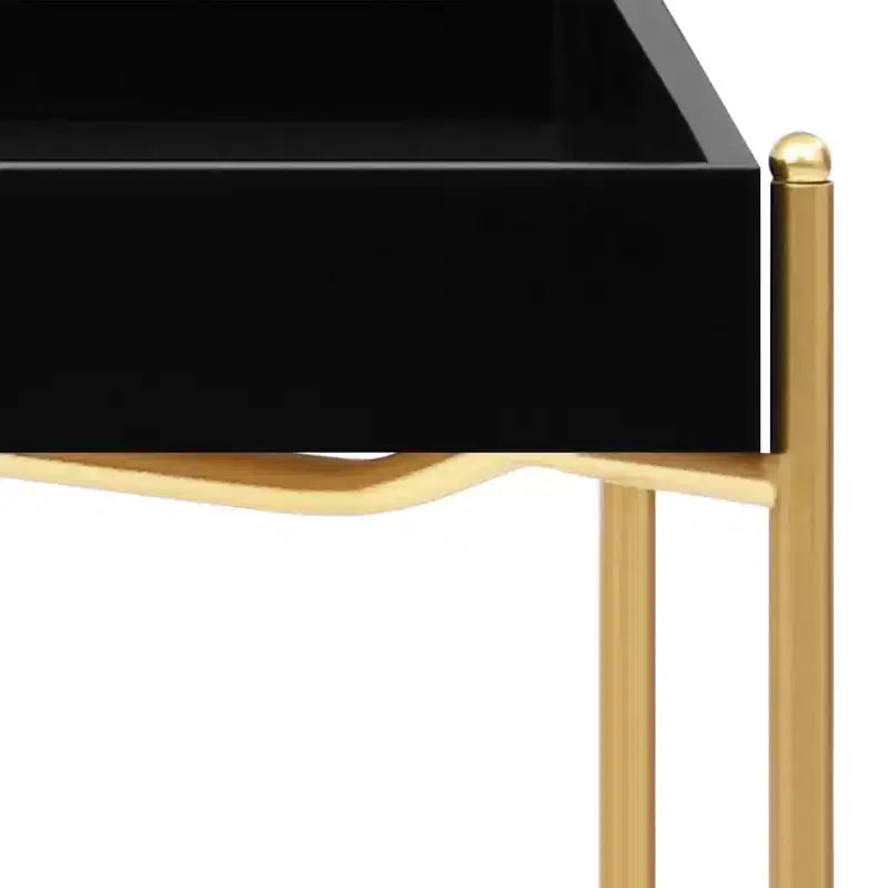 Tavolino nero e oro 15x15x15,2 in legno composito