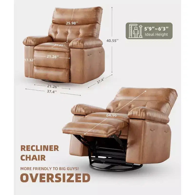 Poltrona reclinabile elettrica girevole a dondolo con massaggio, poltrona oversize in pelle PU, comoda poltrona per divano, poltrona reclinabile elettrica per soggiorno, camera da letto