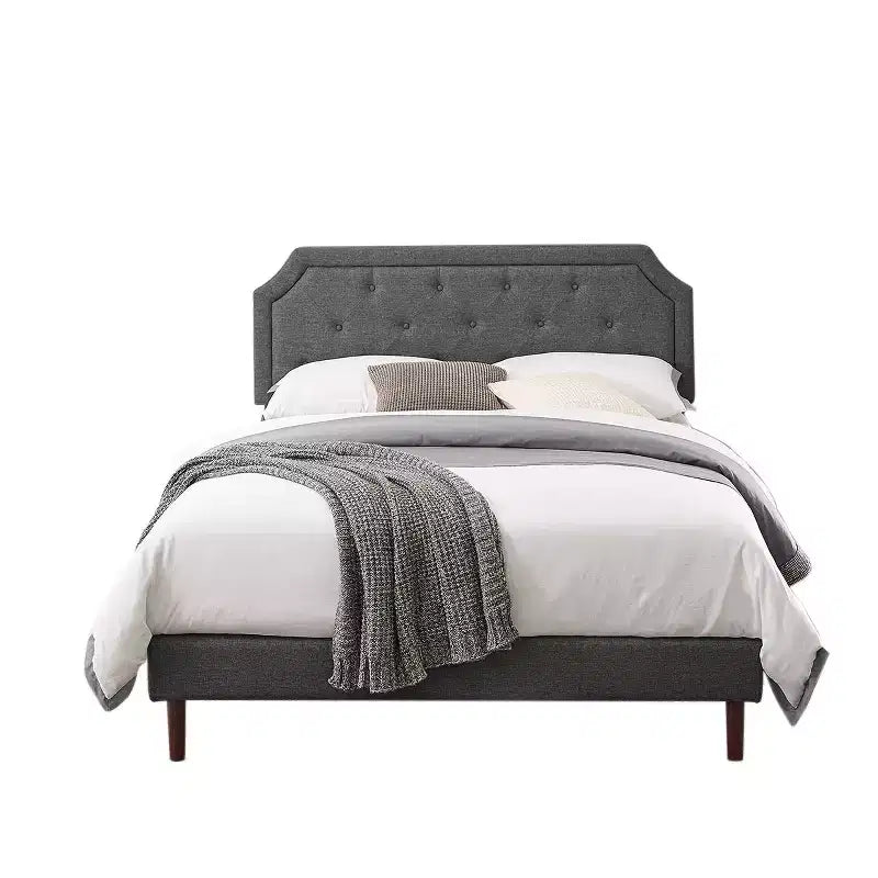 Letto Imbottito in Lino con Testiera Regolabile