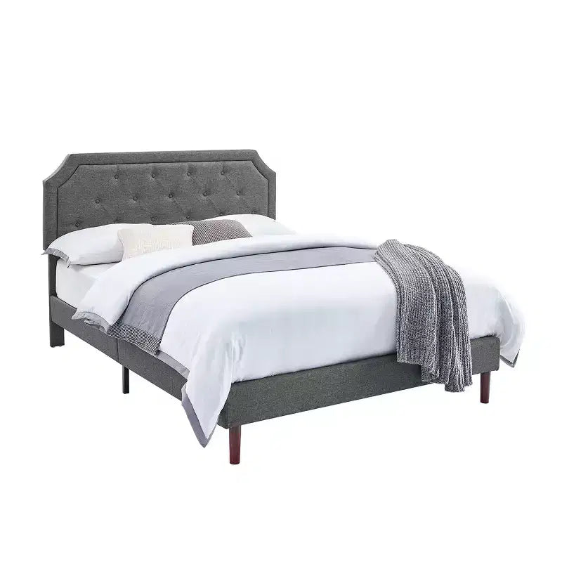 Letto Imbottito in Lino con Testiera Regolabile