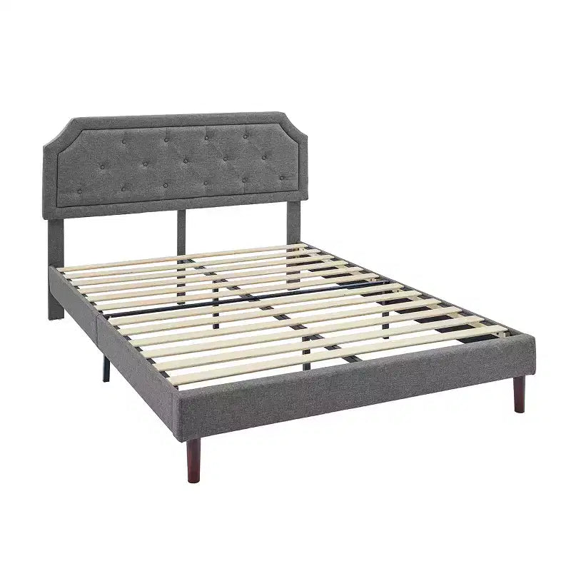 Letto Imbottito in Lino con Testiera Regolabile