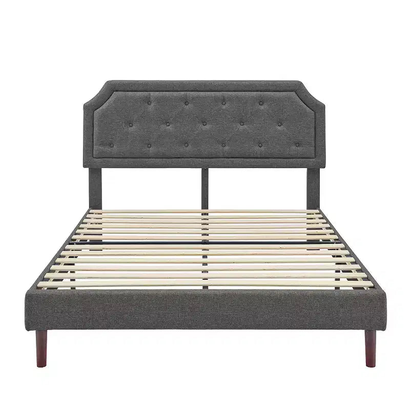Letto Imbottito in Lino con Testiera Regolabile