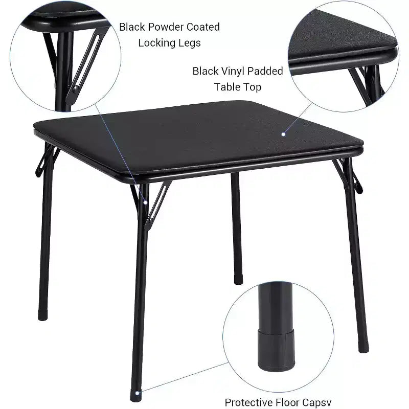 Tavolo Pieghevole e Set di Sedie, Sedie Imbottite in Pelle con Cuscino, Telaio in Acciaio Resistente e Tavolo Quadrato per Sala da Pranzo/Piccoli Spazi
