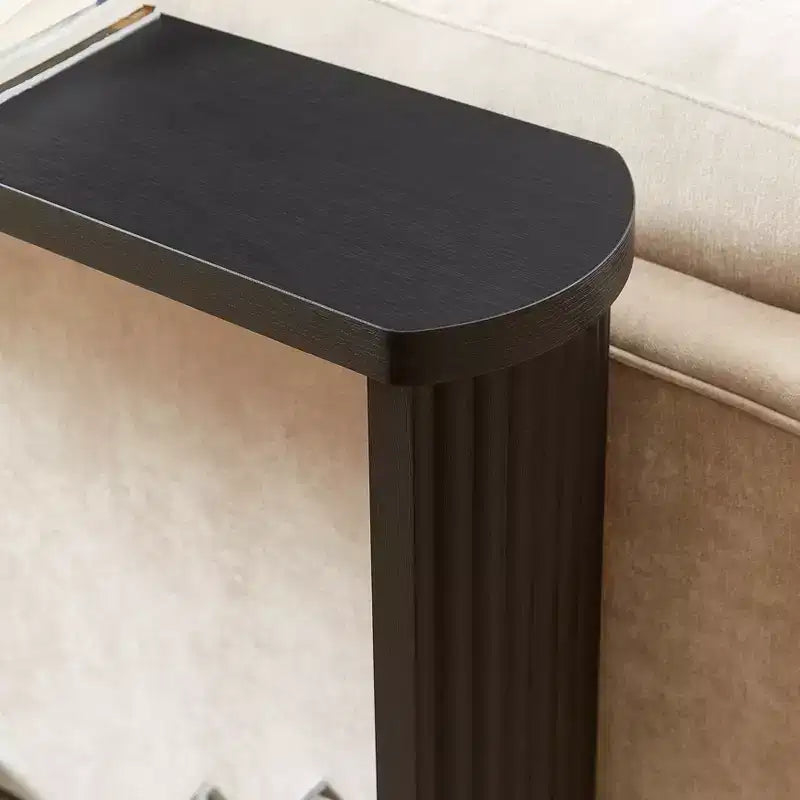 Consolle 70, Tavolo da Divano Moderno a Onde con Ripiano Aperto, Tavolo Stretto in Legno con Piano Spesso per Corridoio, Ingresso, Salotto