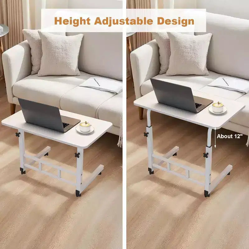 Scrivania Portatile per Computer con Ruote, Altezza Regolabile da 60 cm a 90 cm, Tavolo Avvolgibile per Laptop per Casa Ufficio Studio Camera da Letto Comodino