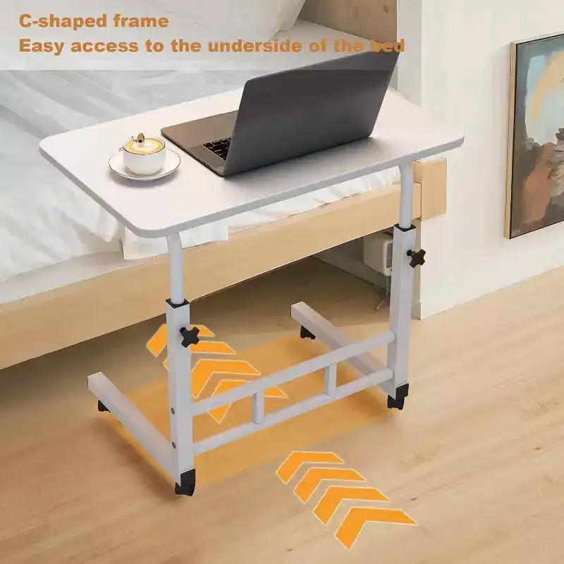 Scrivania Portatile per Computer con Ruote, Altezza Regolabile da 60 cm a 90 cm, Tavolo Avvolgibile per Laptop per Casa Ufficio Studio Camera da Letto Comodino