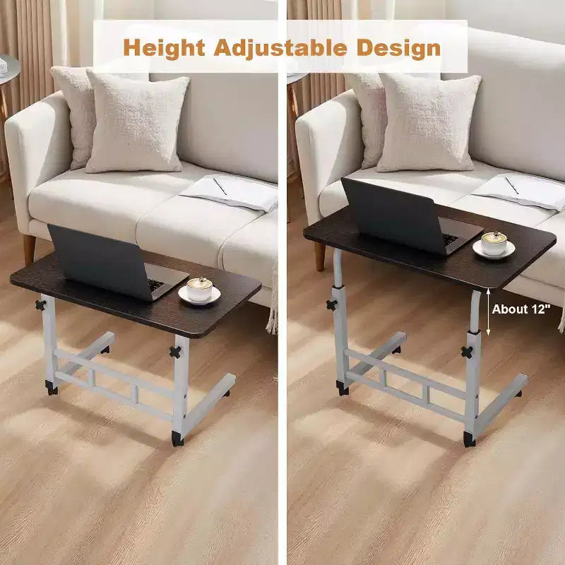 Scrivania Portatile per Computer con Ruote, Altezza Regolabile da 60 cm a 90 cm, Tavolo Avvolgibile per Laptop per Casa Ufficio Studio Camera da Letto Comodino