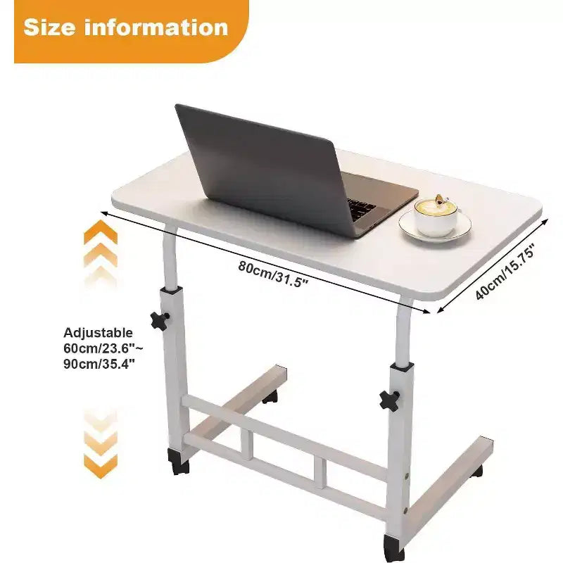 Scrivania Portatile per Computer con Ruote, Altezza Regolabile da 60 cm a 90 cm, Tavolo Avvolgibile per Laptop per Casa Ufficio Studio Camera da Letto Comodino