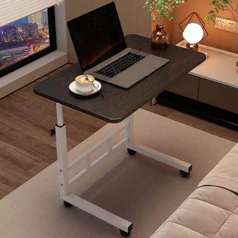 Portable Standing Computer Desk with Wheels, Adjustable Height from 60 cm to 90 cm, Laptop Rolling Table for Home Office Study Bedroom Bedside