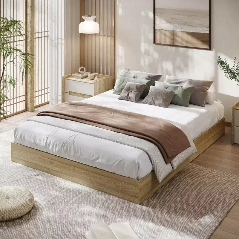 Struttura Letto in Legno con Piattaforma, Base Materasso Minimalista Senza Testiera, Supporto a Doghe in Legno, Facile da Montare, Nessuna Rete a Molle Necessaria