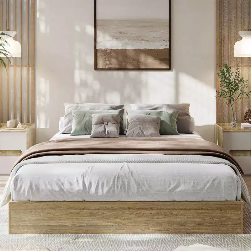 Struttura Letto in Legno con Piattaforma, Base Materasso Minimalista Senza Testiera, Supporto a Doghe in Legno, Facile da Montare, Nessuna Rete a Molle Necessaria
