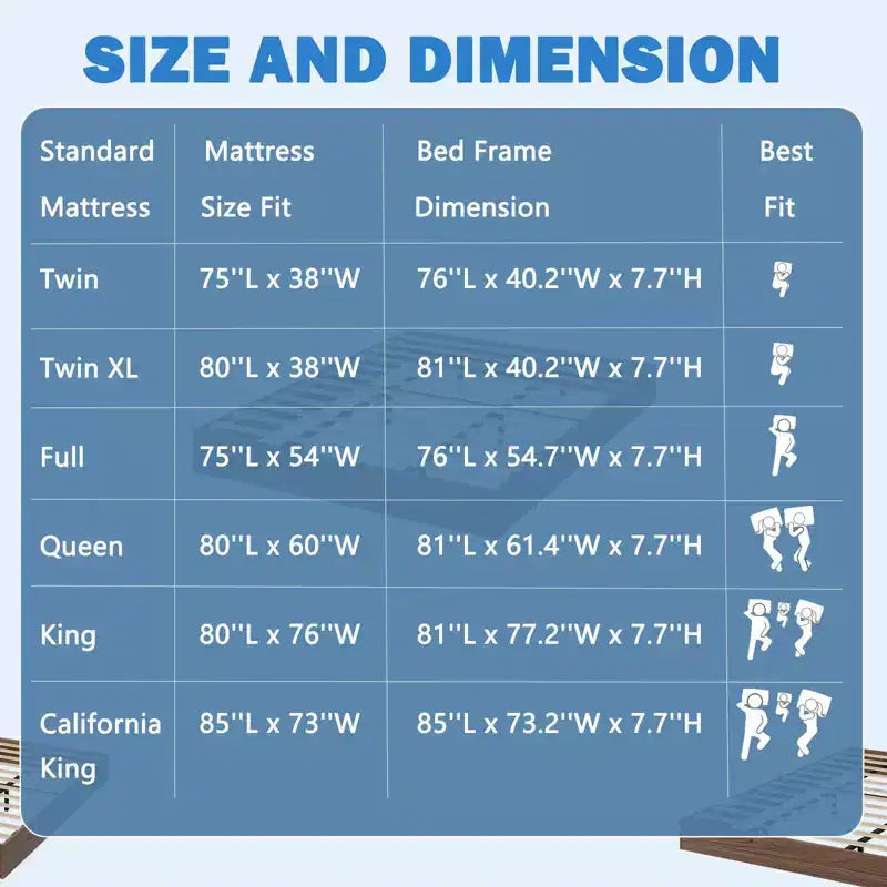 Struttura Letto in Legno con Piattaforma, Base Materasso Minimalista Senza Testiera, Supporto a Doghe in Legno, Facile da Montare, Nessuna Rete a Molle Necessaria