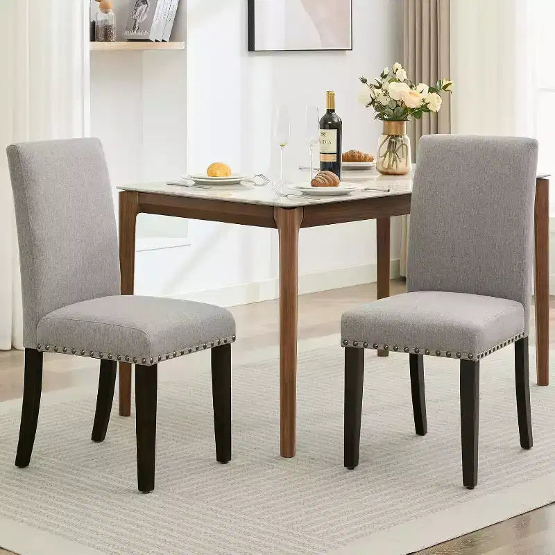 Sedie da pranzo Parsons imbottite, sedie laterali in tessuto di lino con gambe in legno per sala da pranzo, cucina, ristorante, soggiorno