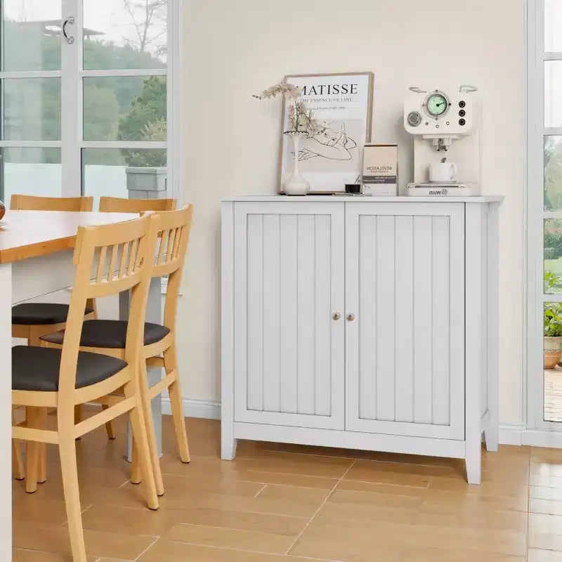 Mobiletto salvaspazio da bagno bianco 32", credenza piccola indipendente con ripiano regolabile - Panipeachy