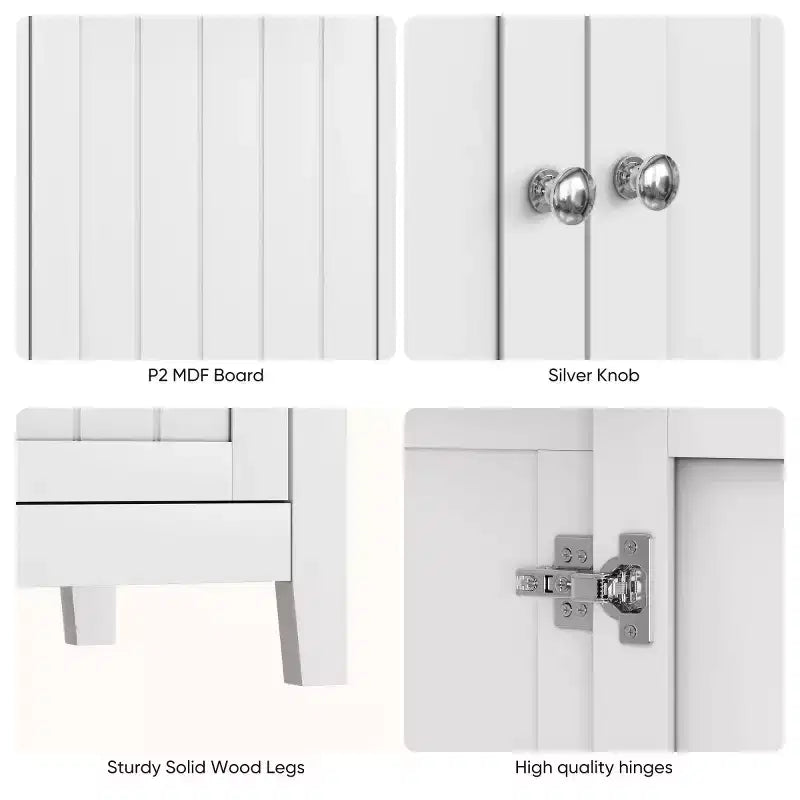Mobiletto salvaspazio da bagno bianco 32", credenza piccola indipendente con ripiano regolabile - Panipeachy