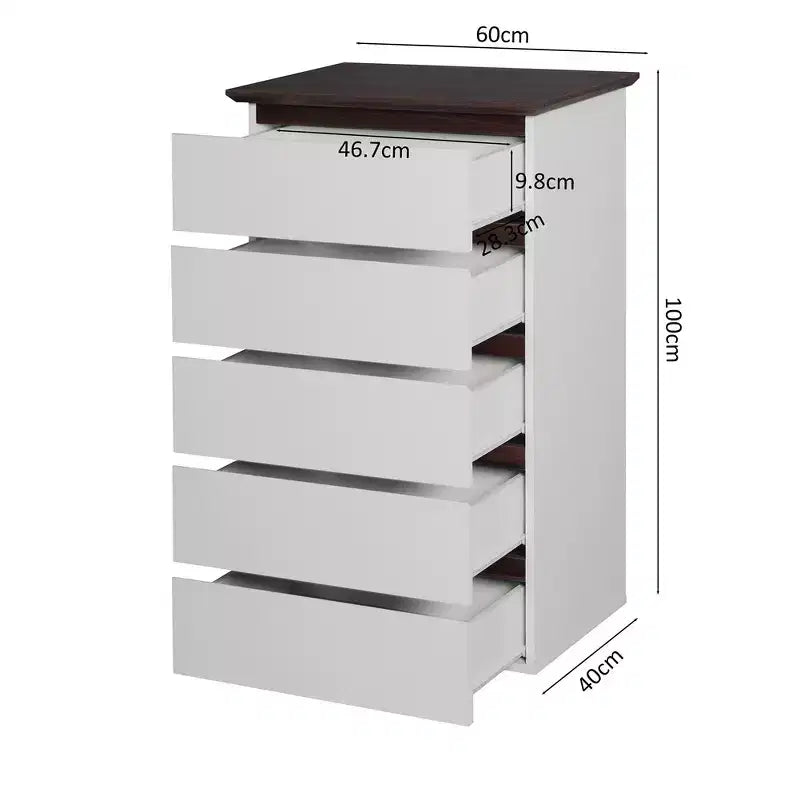 Cassettiera per camera da letto, Comò alto con 5/6 cassetti, Cassetti in legno per vestiti, organizer per camera da letto, soggiorno